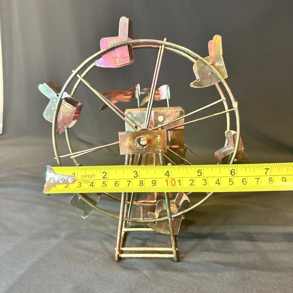 Vintage Copper Tin and Wire Mechanical Ferris Wheel Music Box Works Tested